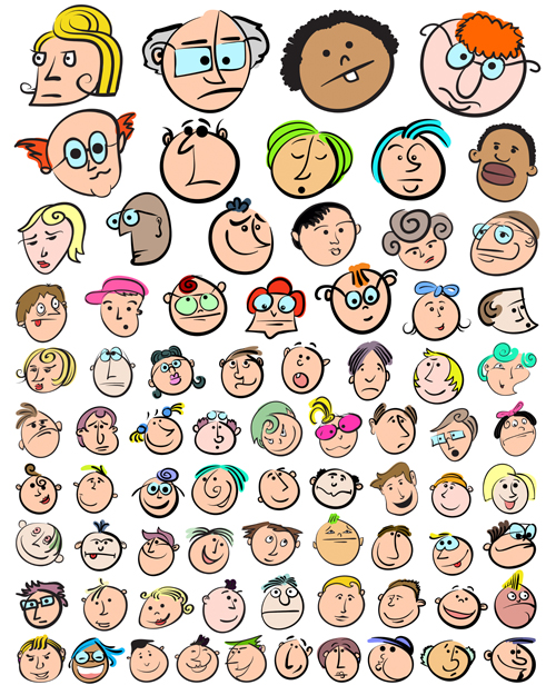 Funny faces smile expression vector material 04