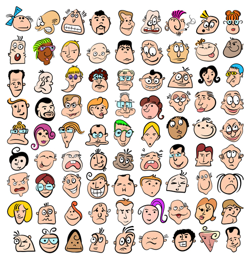 Funny faces smile expression vector material 05