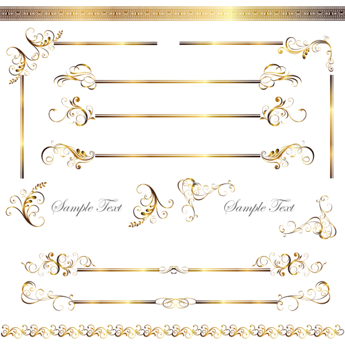 Gold decoration border vector 01
