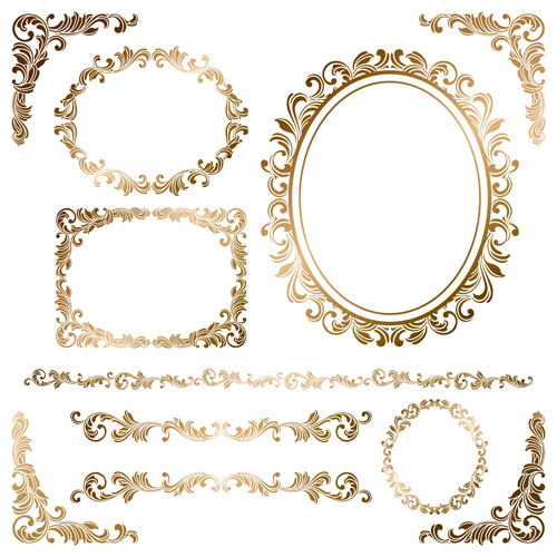 Gold decoration border vector 02