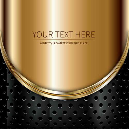 Golden metallic shiny background vector 01