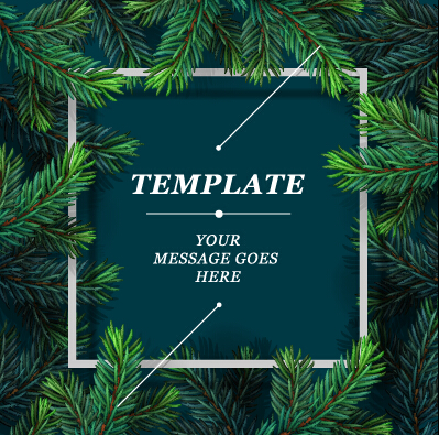Green needles frame xmas background graphics 01