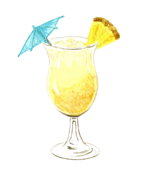watercolor hand drawn cocktail 
