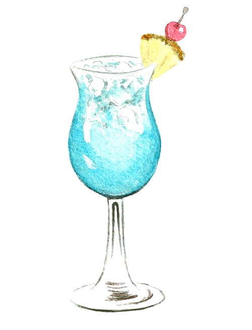 Hand drawn cocktail watercolor vector material 06