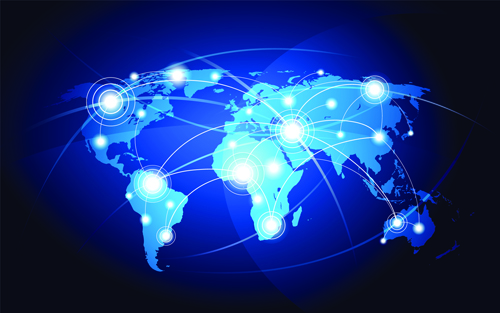 World Map with Infographic vector 01