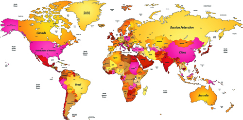 World Map with Infographic vector 04