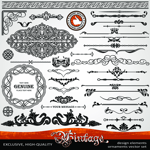 Ornament vintage borders elements vector set 02