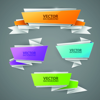 Creative origami paper banner design vector set 08
