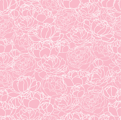 Pink Peonies seamless pattern hand drawing vector 04
