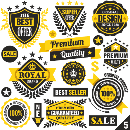 yellow quality premium badges 