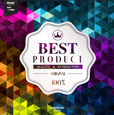 Premium quality labels with grunge background vector 01