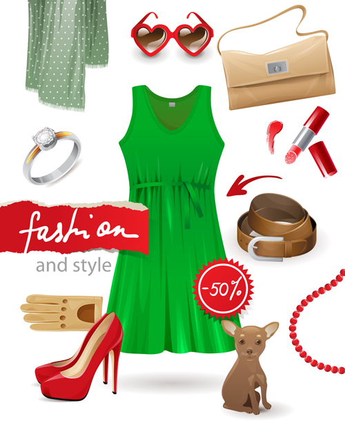 Pretty woman fashion style vectors