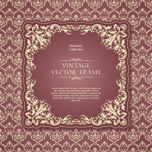 Romantic vintage frame vector material 01
