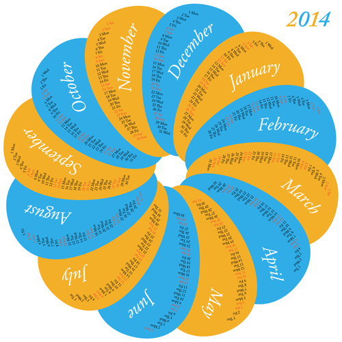 round creative calendars calendar 2014 