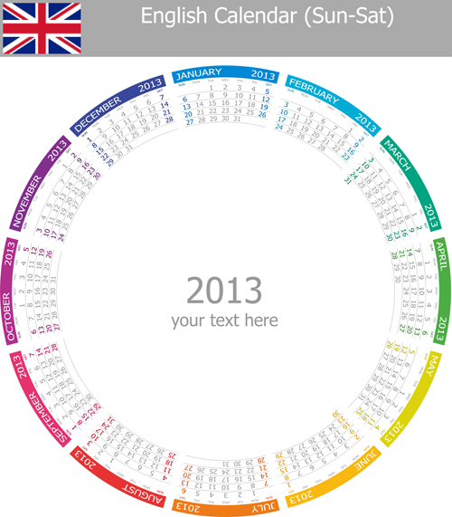 Creative round calendars 2014 vector 04