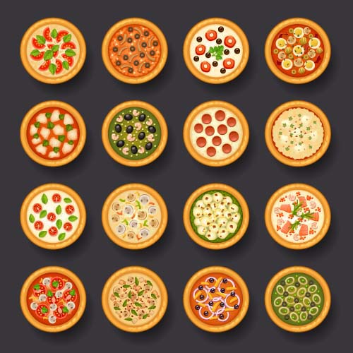 round pizza icons 