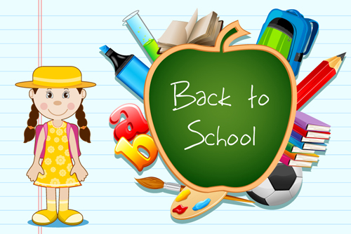 Different School supplies vector graphic set 03