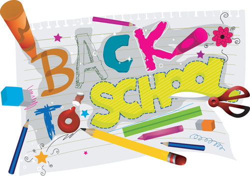 Different School supplies vector graphic set 04