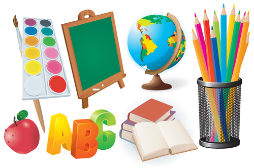 Different School supplies vector graphic set 08
