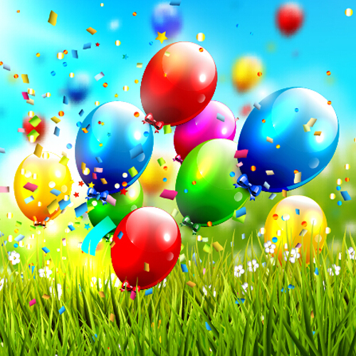 shiny confetti colorful birthday balloon Backgrounds 