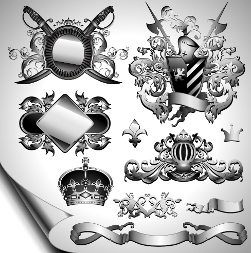 vintage heraldry black and white badge 