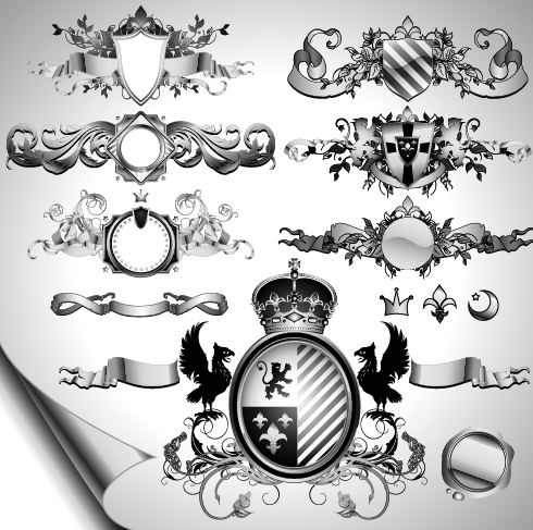 vintage heraldry black and white badge 