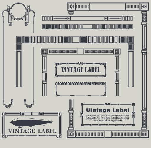 vintage label elements border 