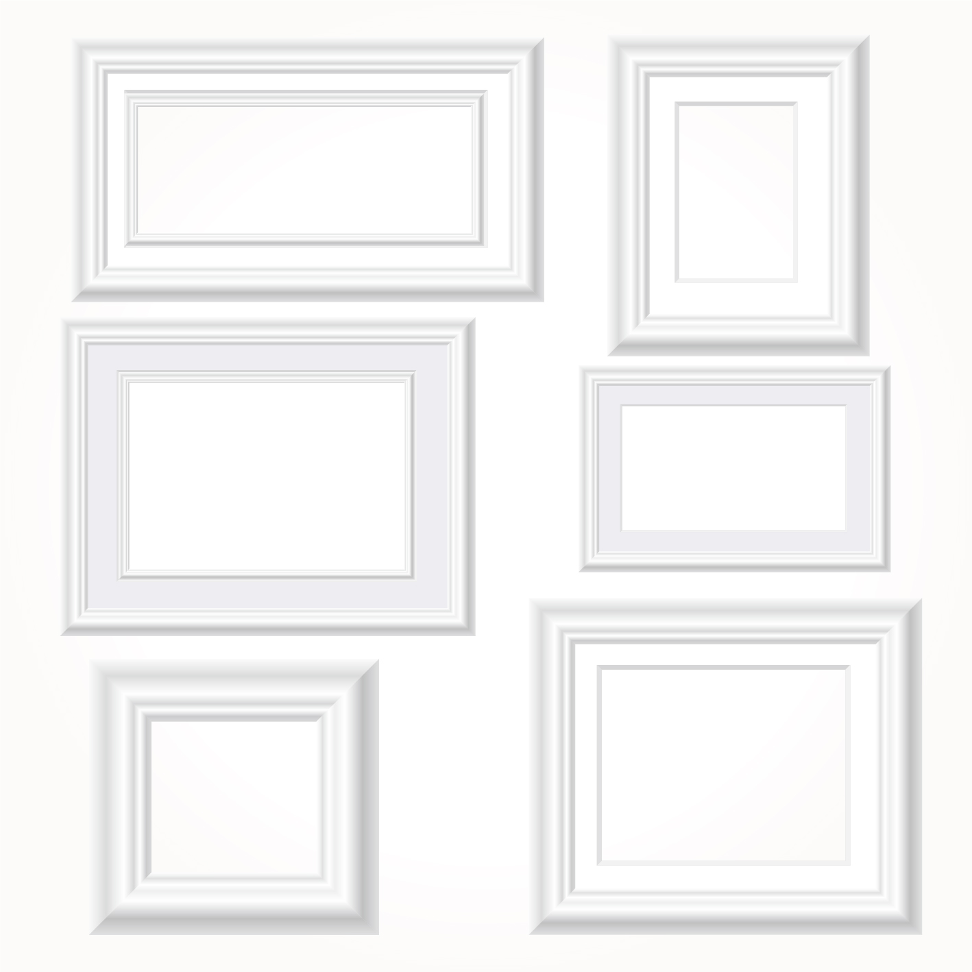 White photo frames vector set