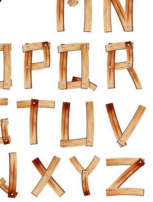 wooden wood numerals alphabet 