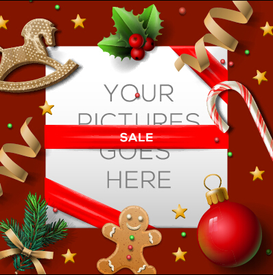 Wooden baubles merry christmas vector cards 02
