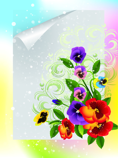 Bright Background with flowers design vector 03