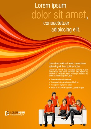 Business people with brochure cover vector 02