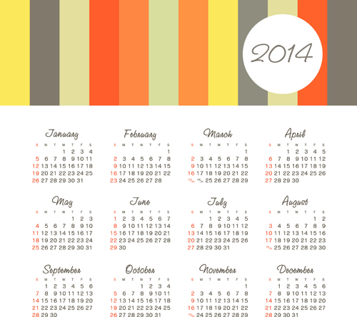 Vector set of 2014 calendar design 01