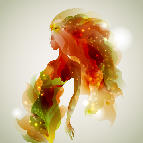 Set of Fashion Beautiful Girls vector 02
