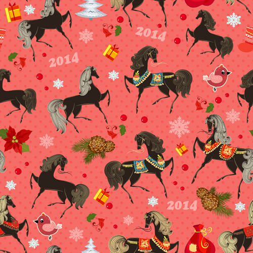 2014 Horses Seamless Patterns vector 05