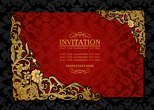 Elements of Luxury invitation background vector 02
