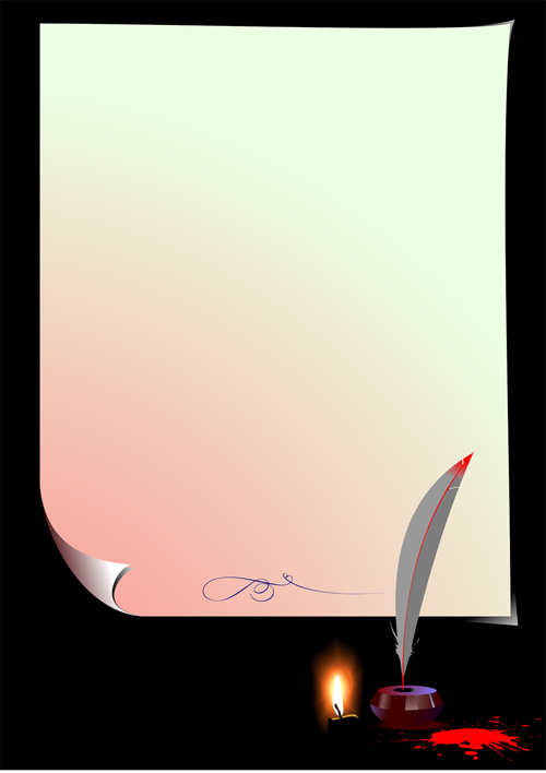 Old Paper Scrolls and candle design vector 04