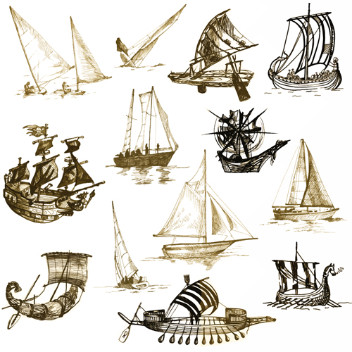 Vector Sailing vessels set 02