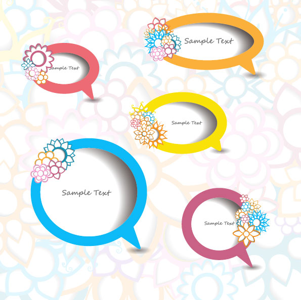 vector elements of Circle and cloud for the text template 04