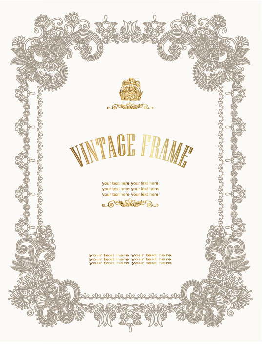 European style Decorative pattern  Certificate Template vector 01