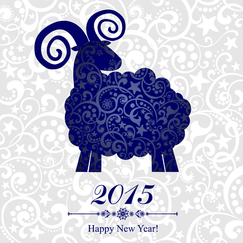 2015 sheep year background creative vector 02