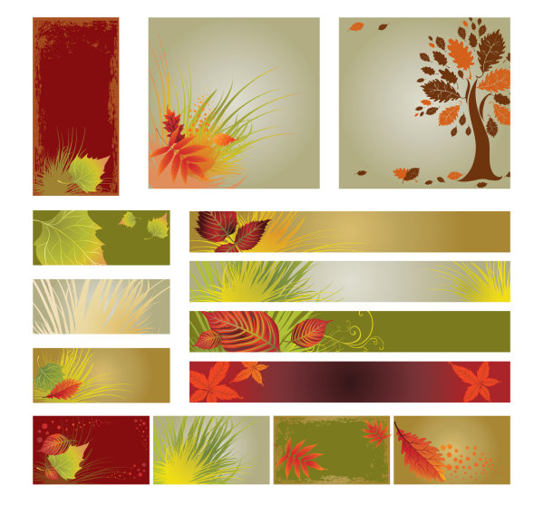 style pattern maple leaf leaves grass banner background autumn 