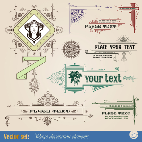 Vintage Ornaments and frames design vector material 03
