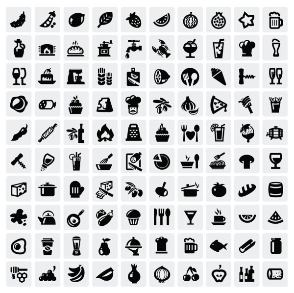 icons Huge collection collection black and white 