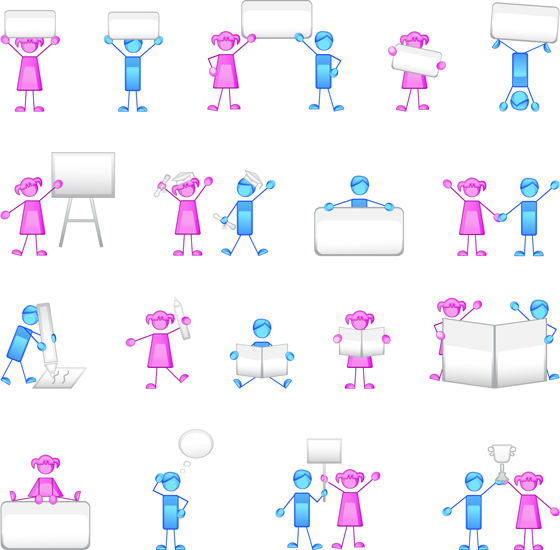 3D Little people and Billboard vector 01