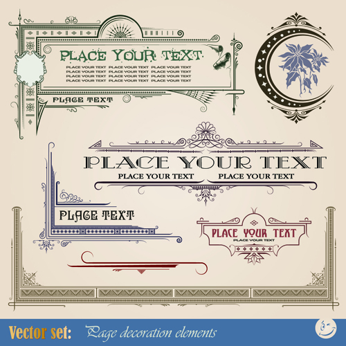 Vintage Ornaments and frames design vector material 05