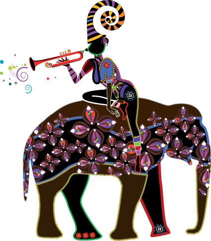 Set of African girl design vector material 01
