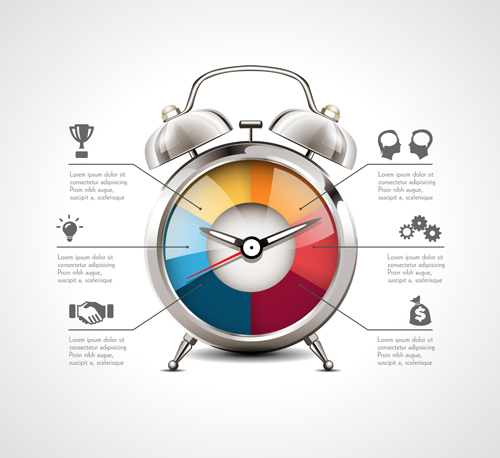 Alarm clock infographics vector