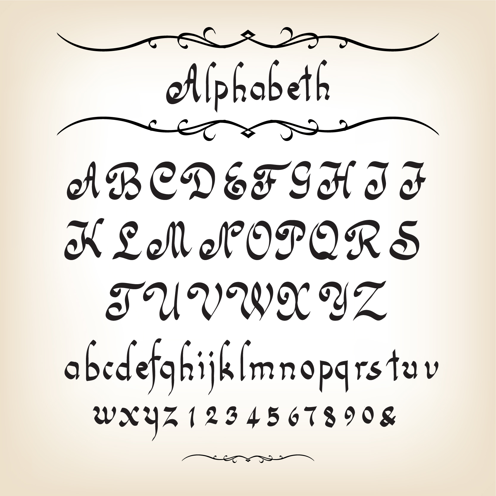 Hand drawn Alphabets design vector 04
