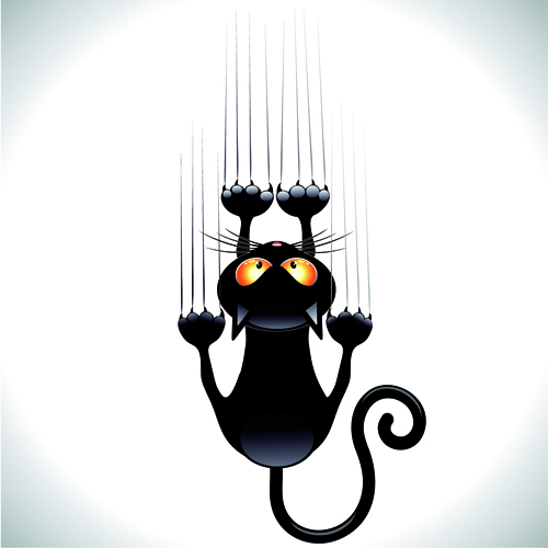 Amusing black cat vector 01